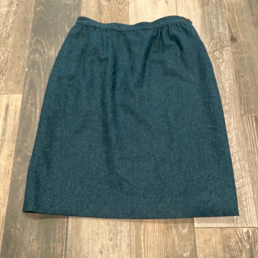 Vintage Miss Pendleton 100% Wool Midi Skirt Pencil Hunter Green Size 10 Pockets